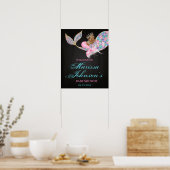 Mermaid Welcome Sign Baby shower Afro-Amerikaans Poster (Keuken)
