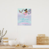 Mermaid Welcome Sign Baby shower Afro-Amerikaans Poster (Keuken)