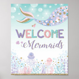 Mermaid Welcome Sign Birthday Decor under Zee Poster