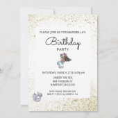 *~* Mermaid Whale Black Hair Birthday Invitation Kaart (Achterkant)