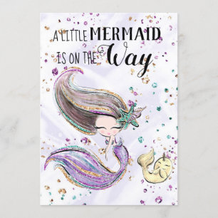 ~ Mermaid Whaleicorn Cute Baby shower Invitation Kaart