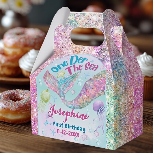 Mermaid whimsical first birthday custom bedankdoosjes