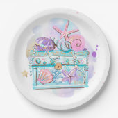 Mermaid Whimsical onder de Zee Birthday Party Papieren Bordje (Voorkant)