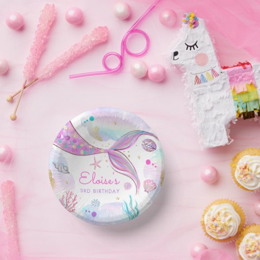 Mermaid Whimsical onder de Zee Birthday Party Papieren Kommen (Feest)