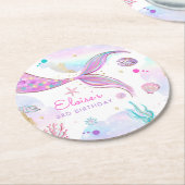 Mermaid Whimsical onder de Zee Birthday Party Ronde Kartonnen Onderzetter (Gebogen)
