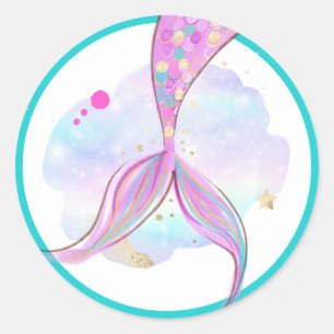 Mermaid Whimsical onder de Zee Birthday Party Ronde Sticker