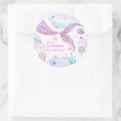 Mermaid Whimsical onder de Zee Birthday Party Ronde Sticker (Tas)