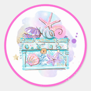 Mermaid Whimsical onder de Zee Birthday Party Ronde Sticker