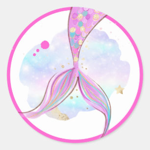 Mermaid Whimsical onder de Zee Birthday Party Ronde Sticker