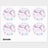 Mermaid Whimsical onder de Zee Birthday Party Ronde Sticker (Vel)