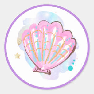 Mermaid Whimsical onder de Zee Birthday Party Ronde Sticker