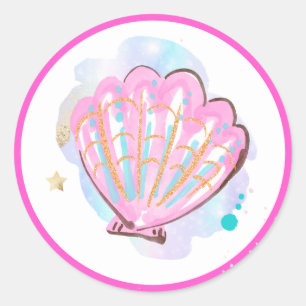 Mermaid Whimsical onder de Zee Birthday Party Ronde Sticker