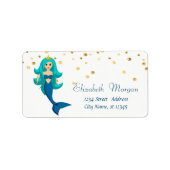 Mermaid, White, Faux Gold Foil Confetti Etiket (Voorkant)
