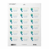 Mermaid, White, Faux Gold Foil Confetti Etiket (Full Sheet)