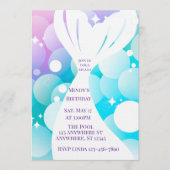 Mermaid White Out and Bubbles Birthday Invitation Kaart (Voorkant)