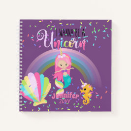 Mermaid wil een onicorn Girls-journaal worden Notitieboek
