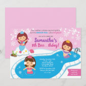 Mermaid Winter Pool Birthday Invitation Kaart (Voorkant / Achterkant)