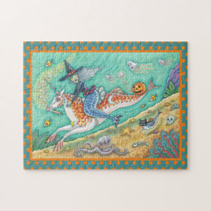 MERMAID WITCH, FANTASY HALLOWEEN MERHORSE PUZZLE LEGPUZZEL