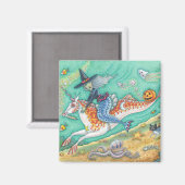 MERMAID WITCH, FANTASY MERHORSE HALLOWEEN MAGNET (Voorkant / Achterkant)