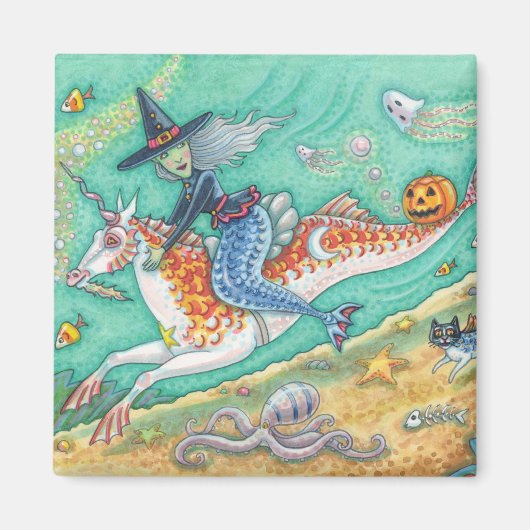 MERMAID WITCH, FANTASY MERHORSE HALLOWEEN MAGNET (Voorkant)