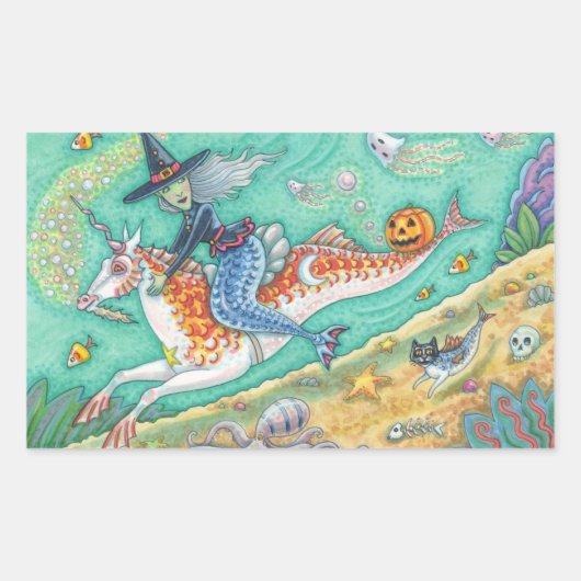 MERMAID WITCH, HALLOWEEN MERHORSE FANTASY STICKERS (Voorkant)
