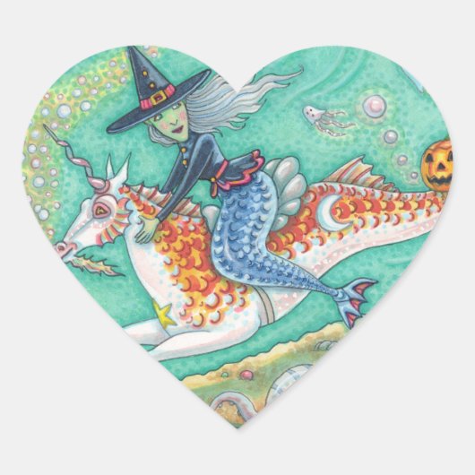 MERMAID WITCH, HALLOWEEN MERHORSE FANTASY STICKERS (Voorkant)