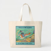 MERMAID WITCH, HALLOWEEN MERHORSE JUMBO CANVAS TAS (Voorkant)