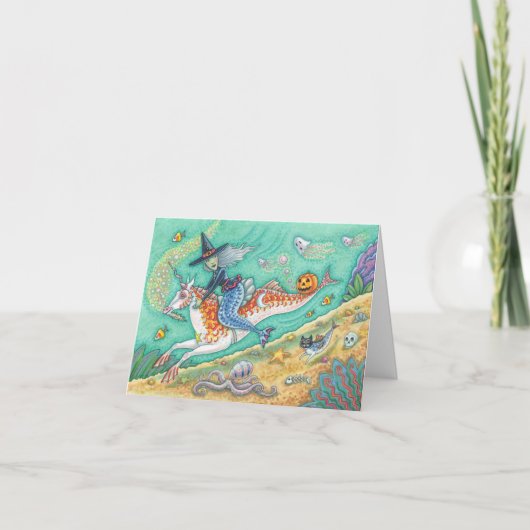 MERMAID WITCH, HALLOWEEN MERHORSE NOTE KAART Blank (Voorkant)