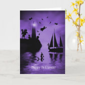 Mermaid Witch Lighthouse Spooks Halloween Kaart (Gele Bloem)