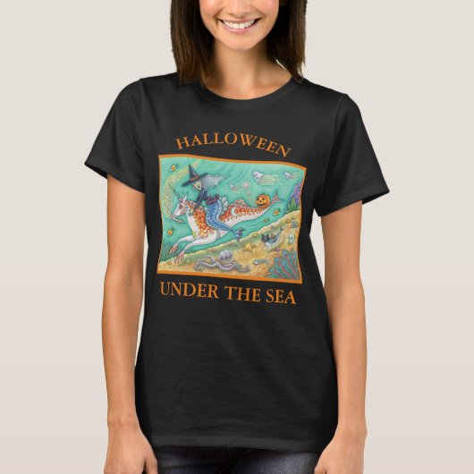 MERMAID WITCH, MERHORSE UNICORN, HALLOWEEN T-SHIRT (Voorkant)