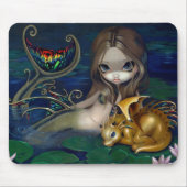 "Mermaid with a Golden Dragon" Mousepad Muismat (Voorkant)