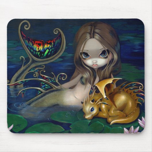 "Mermaid with a Golden Dragon" Mousepad Muismat (Voorkant)