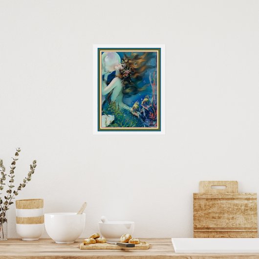 "Mermaid with Pearl" Art Deco van Henry Clive 16x2 Poster (Keuken)