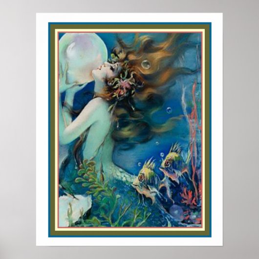 "Mermaid with Pearl" Art Deco van Henry Clive 16x2 Poster (Voorkant)