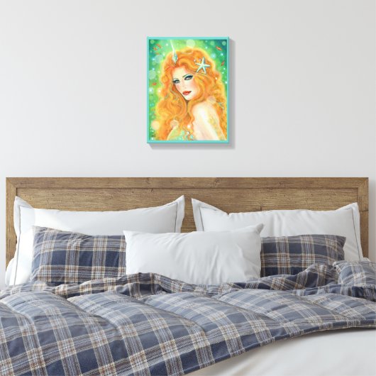 Mermaid with tropical fish art by Renee Lavoie Canvas Afdruk (Insitu (Slaapkamer))