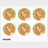 Mermaid with tropical fish art by Renee Lavoie  Ronde Sticker (Vel)