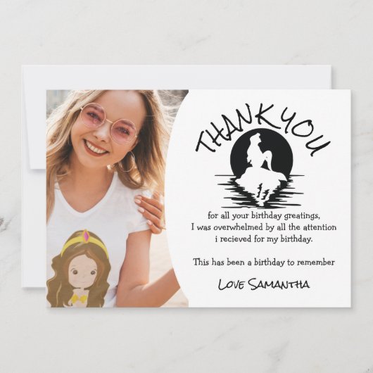 Mermaid Yellow Birthday Party Bedankt Kaart (Voorkant)