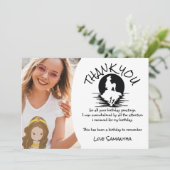 Mermaid Yellow Birthday Party Bedankt Kaart (Staand voorkant)