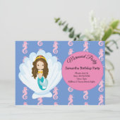 Mermaid yellow Birthday Party Invitation Kaart (Staand voorkant)