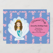 Mermaid yellow Birthday Party Invitation Kaart (Voorkant / Achterkant)