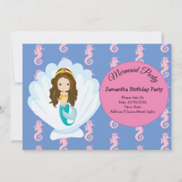 Mermaid yellow Birthday Party Invitation Kaart