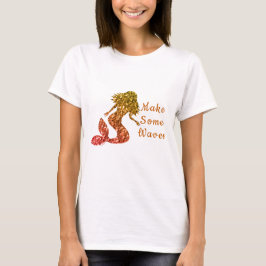 Mermaid yellow red ombre Sparkles Make some Waves T-shirt