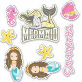 Mermaid YELLOW Zee vrienden Sticker (Voorkant)