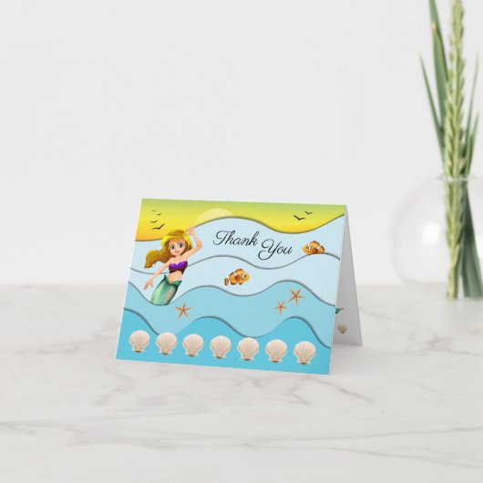 Mermaid Zee Adventure Ocean Waves Bedankkaart (Voorkant)