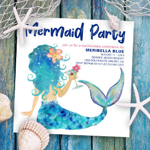 Mermaid Zee   Beach Cocktail Bachelorette Party Kaart