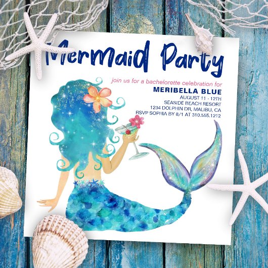 Mermaid Zee | Beach Cocktail Bachelorette Party Kaart