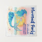 Mermaid Zee Beach Cupcakes Birthday Photo Backdrop Wandkleed (Voorkant (horizontaal))