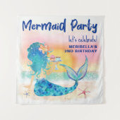 Mermaid Zee Beach Cupcakes Birthday Photo Backdrop Wandkleed (Voorkant)