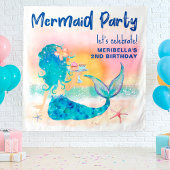 Mermaid Zee Beach Cupcakes Birthday Photo Backdrop Wandkleed