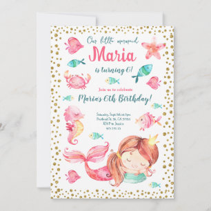 Mermaid Zee Birthday Invitation Kaart